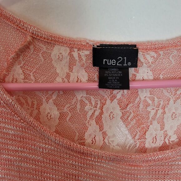 Rue21 Pink Crochet Lace Lightweight Sweatshirt Festival Boho Gypsy Summer XS - Picture 10 of 10